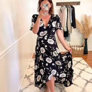 Lulus Floral Wrap Maxi Dress M